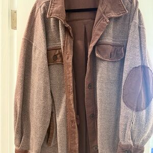 Women’s Free People Brown Shacket with Elbow Patches